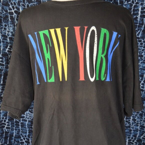 Vintage Men T-Shirt NEW YORK Printed Multicolor BlackXL